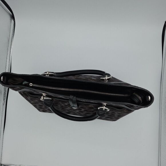 Henri Bendel Womens Lafayette Haircalf Satchel Bag Crossbody in Leopard Print - Picture 5 of 15